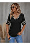 Women's short sleeve v-neck leopard print viscose blouse - 2