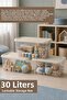 3-Piece Toy Storage Box - Baby Room Item Storage Kids Organizer with Locking Lid 30Lt Beige - 3