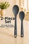 Ivory Set of 2 XL Serving Spoons and Rice Spoons Set, Non-Stick Cookware Compatible Kitchen Serving Utensils