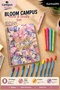 Campus Bloom Series University Stationery Set – 120 Sheets Lined Notebook, 0.7 Versatil Pen, 4 Pastel Highlighters, 9 Color Fineliner