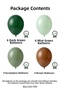 Little Explorer Jungle Camping Themed 20-Piece Dark Green Macaron Green Eucalyptus Brown Pulseless Balloon Set 1 Year Old Birthday Decoration - 4