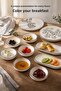 Black Leaf Patterned 14 Piece Ceramic Breakfast Set for 6 Persons, Decorative Tableware Set with Serving Presentation Plate - 4