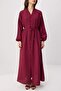 Cherry Silky Fabric Voile Ribbed Detailed Maxi Woven Hijab Dress Tctss26Eb00201 - 3