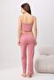 Pink Lace Bralet Detailed Trousers Knitted Pajama Set Thmss26Pt00238 - 4