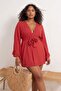 Tile Sleeve Ruffled Flounce Viscose Beach Wear Woven Plus Size Kimono&Kaftan Tbbss23De00001