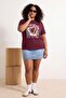 Bordo Eğlenceli Baskılı Regular Fit Büyük Beden T-shirt TBBSS26BF00073 - 2
