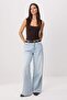 Premium Buz Mavisi Özel Kumaş DÖKÜMLÜ Yüksek Bel %100 Pamuk Wide Leg Jeans TWOSS26JE00136