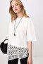 Ecru Plain Oversize/Wide Fit Polka Dot Lace Detailed Knitted T-Shirt Twoss26Ts00337