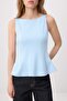 Mavi Peplum/Belden Oturmalı Kayık Yaka Esnek Örme Bluz TWOAW26BZ00229 - 3