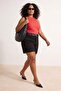 Black High Waist Stretch Plus Size Shorts&Bermuda Tbbss26Ap00037