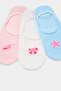 Ecru-Blue 3-Piece Cotton Blend Shell Babet Socks Thmss26Co00042 - 5