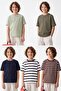 Çok Renkli*001 5'li Erkek Çocuk Çizgili Örme T-Shirt TKDSS25TS00043
