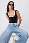 Black Color Block Fitted Pool Collar Standard Sleeve Sleeveless Cotton Ribbed Knitted Undershirt Twoss26Al00103