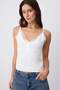 Ecru Plain Fitted V-Neck Thin Strap Sleeveless Lace Detailed Ribbed Stretch Knitted Blouse Twoss26Bz01001 - 2