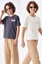 Anthracite-Ecru Boys' 2-Piece Printed Knitted T-Shirt Tkdss26Ts00099