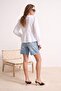 White Checked V-Neck Blouse with Front Tie Detail Twoss25Bz00349 - 4