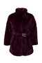 Bordo Kemerli Suni Kürk Oversize Midi Kaban TWOAW27KB00012 - 6