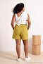 Oil Green Elastic Waist Plus Size Knitted Shorts Tbbss22Ap00002 - 3