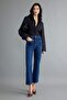 Koyu Mavi Orta Esnek Yüksek Bel Crop Flare Jeans TWOAW27JE00046