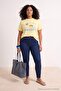 Koyu Mavi Yüksek Bel Esnek Büyük Beden Skinny Jeans TBBAW26CJ00035 - 3