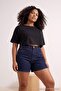 Siyah Relaxed Kayık Yaka Yarasa Kol Truvakar Crop Soft Touch Örme Büyük Beden Bluz TBBSS26AF00168 - 2