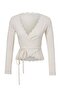 Ekru Düz Fitted/Vücuda Oturan Kruvaze Dantel Detaylı Crop Yumuşak Örme Bluz TWOAW27BZ00116 - 6