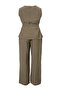 Khaki Waist-Fitted Button Detailed Woven Plus Size Top and Bottom Set Tbbss26Cp00035 - 6