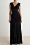 Siyah A-Kesim/Çan Form Maxi Örme Abiye & Mezuniyet Elbisesi TPRSS26AE00047 - 4
