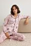 Pembe %100 Pamuklu Eğlenceli Baskılı Biyeli Örme Pijama Takımı THMAW26PT00201 - 2