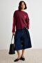 Bordo Pamuklu Sırt Ön ve Kol Baskılı Oversize Bisiklet Yaka Örme T-Shirt TWOAW27TS00064 - 2