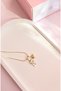 Xuping Necklace Women's Gold Color Letter F and Heart Zircon Stone Steel Necklace - 5