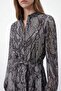 Women's Exotic Patterned Belted Long Dress - 26S-12685Elb - Black - 2