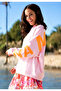 Pink Ground Neon Orange Glitter Lotus Printed Namaste Sweatshirt - 3