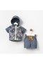 Jungle Blue Navy Blue Beige Shirt Bady Pants 3 Piece Men's Set 9-12-18-24 Months - 2