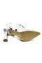 İremsu Stripe Stone Detailed Women's Heeled Shoes Silver - 7