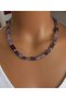 Real Amethyst Natural Stone Necklace – Handmade Gold Dorika Purple Stylish Women's Necklace - 3