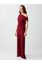 Burgundy Elastic Waist Regular Leg Regular Waist Knitted Trousers - 4