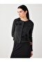 Anthracite Melange Embroidery Detailed Soft Textured Knitted Cardigan