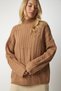 Women's Biscuit Knit Motif Stand Collar Knitwear Sweater MX00132 - 3