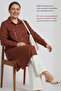 Plus Size Comfortable Cut Spring Summer Hijab Cotton Linen Side Slit Mother's Shirt Stone Accessory Detailed Long Tunic Tile - 6