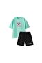 Boy's Turquoise T-Shirt and Black Knitted Shorts Bottom Top Set - 2