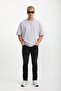 Men's Ripped Detailed Jean Trousers Black Narrow Leg