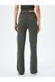 Slim Fit Textured High Waist Wide Leg Pants - 4