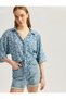Bat Sleeve Tie Detailed Floral Crop V-Neck Shirt Wrap