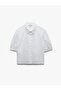 Cotton Classic Collar Short Balloon Sleeve Poplin Crop Shirt with Scallop Detail - 3