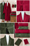 Eldy 8 Piece Striped Bathrobe Family Set 100% Cotton Certified Bathrobe Set Dowry Set Claret Red Green - 5