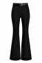 Black Flared Belted Trousers