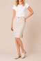 High Waist Beige Denim Skirt for Women – Midi Length Denim Skirt with Slit at the Back, Casual & Office Chic - 2