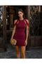 Burgundy stretch fabric off-the-shoulder mini dress 58430 - 2