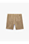 Straight Fit Cotton Jean Shorts with Pockets and Tie Waist - 4